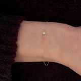 14k Gold Diamond Solitaire Bezel Bracelet