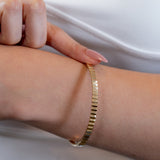 14K Gold Ridged Bangle