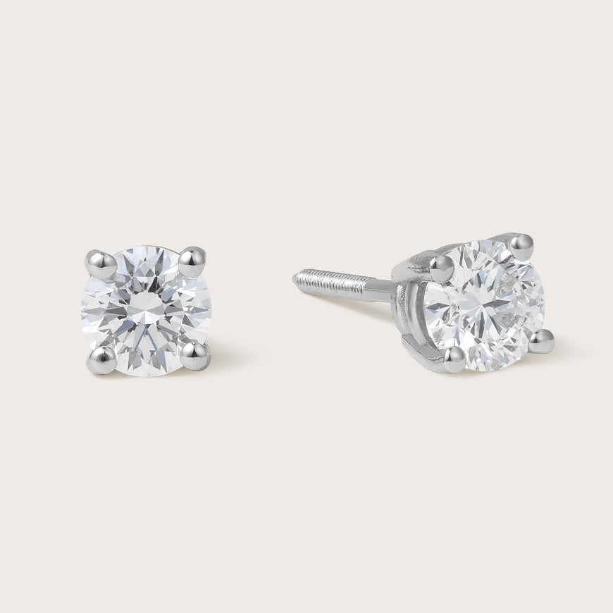 14K Gold Round LXII™ Diamond Solitaire Studs .50CT-2CT