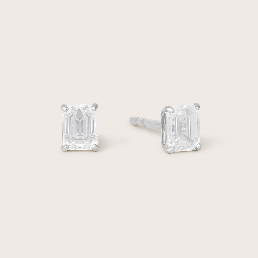 14K Gold Emerald Diamond Studs .50CT