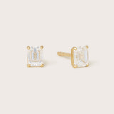 14K Gold Emerald Diamond Studs .50CT