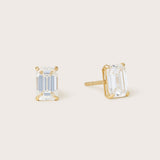 14K Gold Emerald Diamond Studs 1.00CT