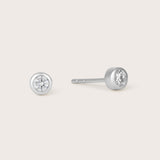 14K Gold Round Bezel Diamond Studs