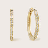 14K Gold Pave Diamond Small Hoops