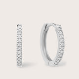 14K Gold Pave Diamond Huggie Hoops