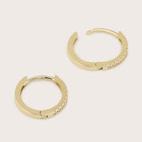 14K Gold Pave Diamond Huggie Hoops