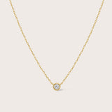 14K Gold Diamond Bezel Necklace