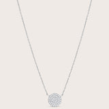 14K Gold Diamond Round Pave Disc Necklace