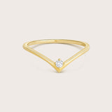 14K Gold Diamond Solitaire Chevron Ring