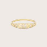 14K Gold Diamond Pave Slim Signet Ring