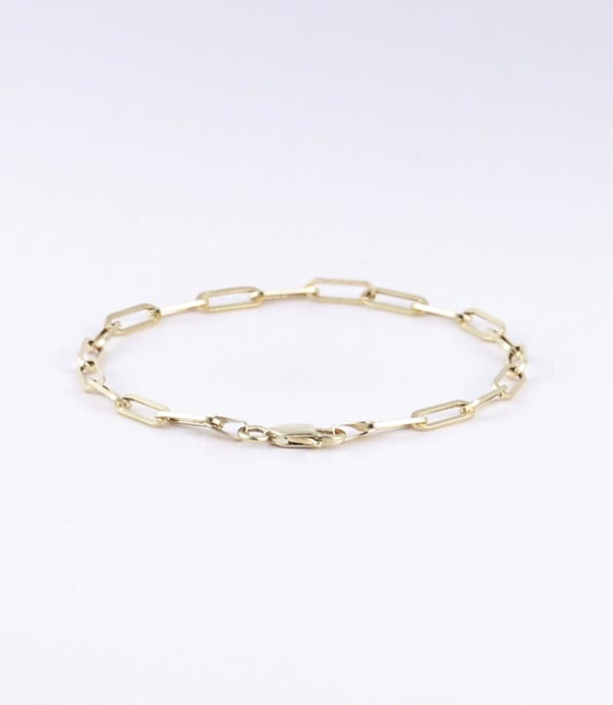 14K Gold Paperclip Chain Bracelet