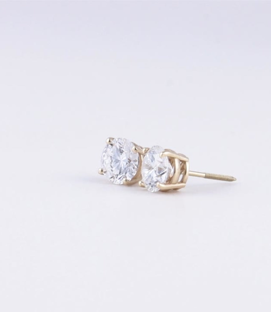 14K 2 Carat Diamond Studs