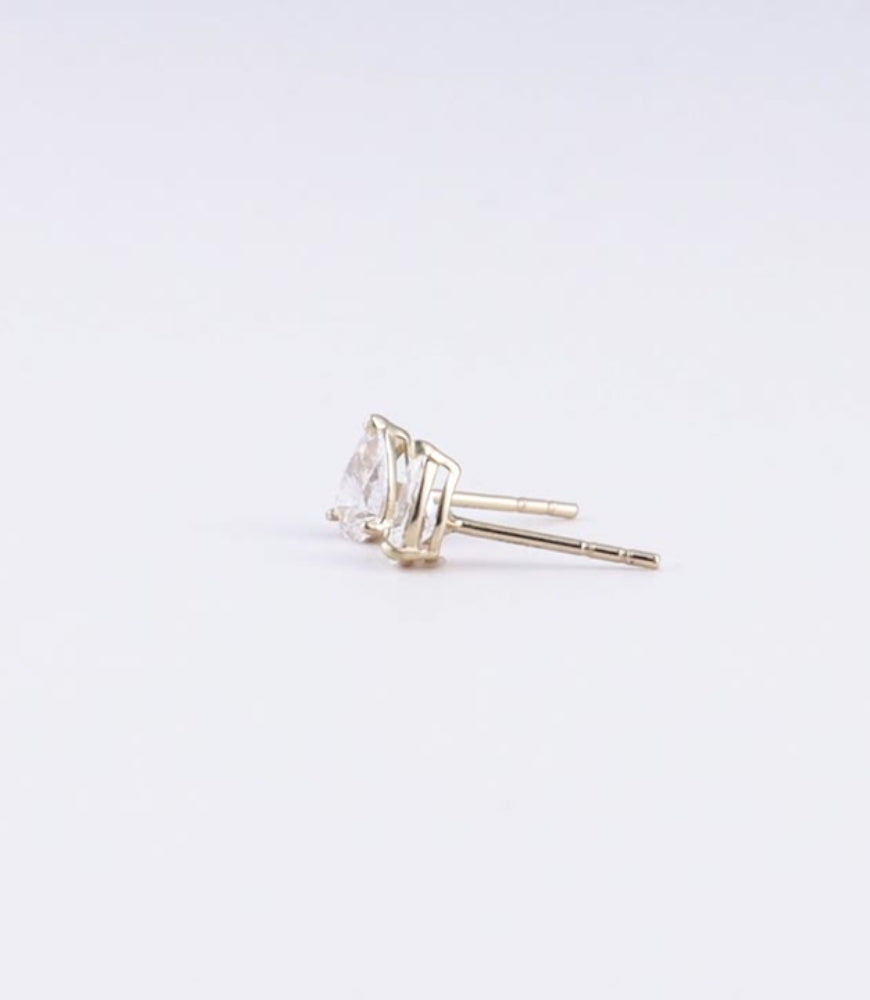 14K Pear Cut Diamond Studs